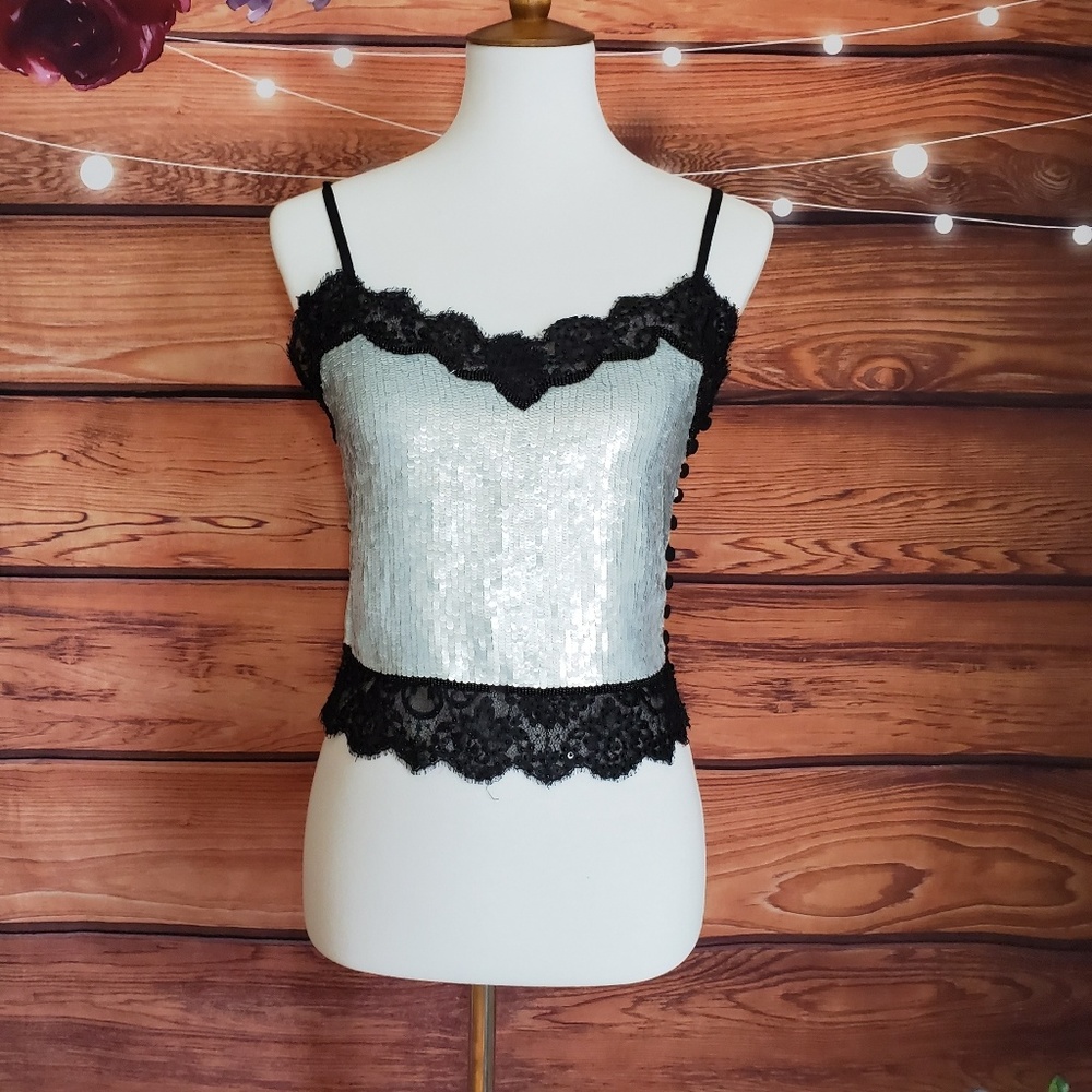 Rena Lange Sequin Crop Top - Picture 2 of 7